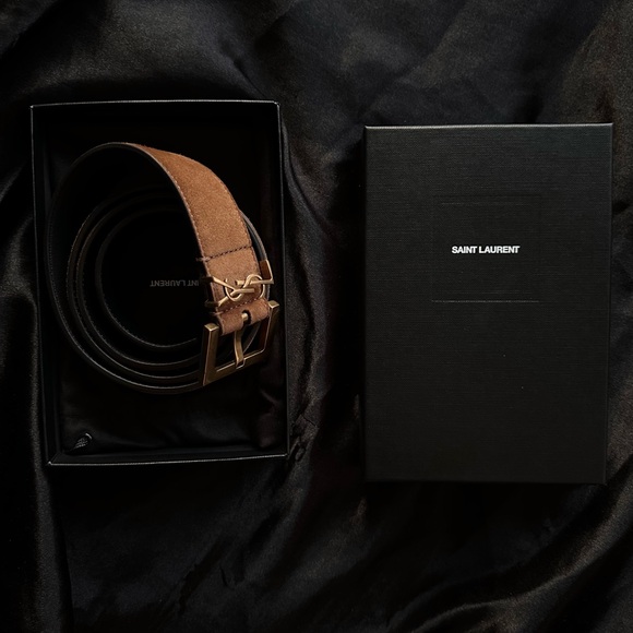 YSL | 3cm Cassandre Belt in Brick Suede - Picture 9 of 9